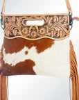 American Darling Clutch Hand Tooled Saddle Blanket Fabric Genuine Leather Western Women Bag Handbag Purse | Purses for Cute