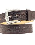 Nocona Leather Belt Western Mens Genuine Floral Embossed Black