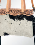 ADBGS124BKW American Darling Hand Tooled Hair On Genuine Leather Women Bag Western Handbag Purse