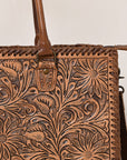 American Darling Briefcase Hand Tooled Genuine Leather Women Bag Western Handbag Purse
