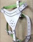 Large Leather Dog Harness Padded Genuine White Hilason