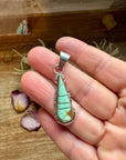 Teardrop Pendant with Kingman Turquoise – Option 3 – Sterling Silver – Native Made by SF – Fits 5mm