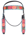 Western Headstall Horse Tack Leather Bridle Floral Hand Paint