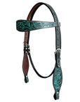 HILASON Western Horse Headstall Genuine American Leather Floral Black