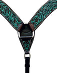 Hilason Western Horse Breast Collar Handtooled American Leather Black