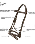 ExionPro Designer Fancy Square Raised Glossy Patent Leather Bridle & Rubber Reins