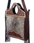 American Darling ADBG347BRAHBR Cross Body Hand Tooled Hair On Genuine Leather Women Bag Western Handbag Purse