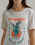 Women's Wrangler Western Graphic Boyfriend Tee in Marshmallow Cowboys