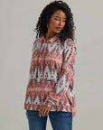 Women's Wrangler Geometric Relaxed Pullover Hoodie in Red Geo