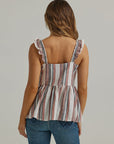 Retro Ladies Striped Punchy Peplum Tank Top