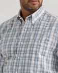 George Strait™ Long Sleeve Button Down- Steel Plaid