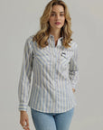 Women's Wrangler All Occasion Western Snap Shirt in Blue Stripes