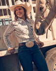 Women's Wrangler All Occasion Western Snap Shirt in Blue Stripes