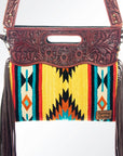 American Darling ADBG247DAR1 Clutch Hand Tooled Saddle Blanket Genuine Leather Women Bag Western Handbag Purse
