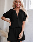 Laylani Puff Sleeve Top and Ruffled Shorts Set