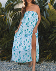 Arleth Floral Ruffled Side Slit Tube Top Dress