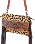 American Darling ADBG359CHE Envelope Hand Tooled Hair On Genuine Leather Women Bag Western Handbag Purse