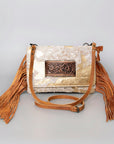 American Darling Hand Tooled Hair-On Genuine Leather Women Bag Western Handbag Purse