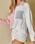 Colorblock Patch Pocket Buttoned Shirt