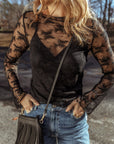 Lace Mesh Crochet Long Sleeve Blouse