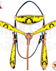 Yellow Western Horse Headstall Breast Collar Set American Leather Hilason