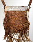 American Darling ADBG380TAW Large Crossbody Hand Tooled Hair On Genuine Leather Women Bag Western Handbag Purse
