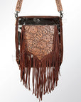American Darling ADBG380BRWBR Large Crossbody Hand Tooled Hair On Genuine Leather Women Bag Western Handbag Purse