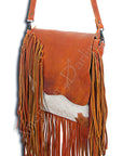 American Darling ADBG385TAWBR Messenger Hair-On Genuine Leather Women Bag Western Handbag Purse