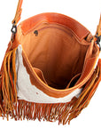 American Darling ADBG385TAWBR Messenger Hair-On Genuine Leather Women Bag Western Handbag Purse