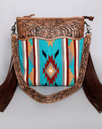 American Darling ADBG208DAR Signature Crossbody Hand Tooled Saddle Blanket Genuine Leather Women Bag Western Handbag Purse