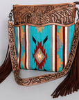 American Darling ADBG208DAR Signature Crossbody Hand Tooled Saddle Blanket Genuine Leather Women Bag Western Handbag Purse