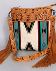 American Darling ADBG210DAR Signature Crossbody Hand Tooled Saddle Blanket Genuine Leather Women Bag Western Handbag Purse
