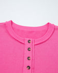 Vera Raw Edge Half Buttons Pullover and Jogger Pants Set