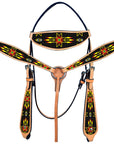 Western Horse Headstall Breast Collar Set American Leather Beaded Hilason