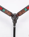 HILASON Western Horse Headstall Breast Collar Spur Strap American Leather Floral