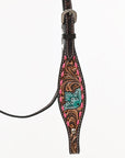 HILASON Floral Painted Beaded American Leather Horse Headstall Breast Collar