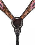 HILASON Floral Painted Beaded American Leather Horse Headstall Breast Collar