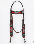 HILASON Floral Painted Beaded American Leather Horse Headstall Breast Collar