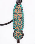 HILASON Floral Painted Beaded American Leather Horse Headstall Breast Collar