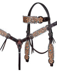 HILASON Floral Painted Beaded American Leather Horse Headstall Breast Collar