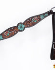 HILASON Floral Painted Beaded American Leather Horse Headstall Breast Collar