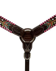 HILASON Floral Painted Beaded American Leather Horse Headstall Breast Collar