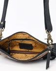 American Darling ADBG403BKW Small Crossbody Hand Tooled Hair-On Genuine Leather Women Bag Western Handbag Purse