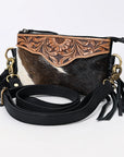American Darling ADBG403BKW Small Crossbody Hand Tooled Hair-On Genuine Leather Women Bag Western Handbag Purse
