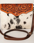 American Darling Envelope Hand Tooled Hair On Genuine Leather Women Bag Western Handbag Purse