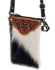 American Darling Hand Tooled Hair On Genuine Leather Women Bag Western Handbag Purse