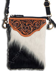American Darling Hand Tooled Hair On Genuine Leather Women Bag Western Handbag Purse
