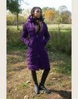 Deep Purple Duck Down Riding Coat with velvet collar
