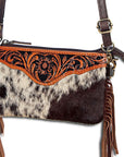 American Darling Small Crossbody Hand Tooled Hair On Genuine Leather Women Bag Western Handbag Purse