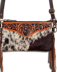 American Darling Small Crossbody Hand Tooled Hair On Genuine Leather Women Bag Western Handbag Purse